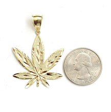 Load image into Gallery viewer, New 10k yellow gold marijuana leaf weed pendant diamond cut medical jewelry 3.7g
