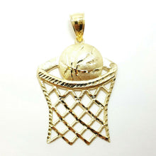 Load image into Gallery viewer, 10k yellow gold basketball net hoop pendant charm fine gift sport jewelry 7.1g
