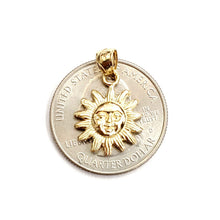Load image into Gallery viewer, 14k yellow gold solid sun sol pendant charm astrology fine jewelry 0.55" 2.4g
