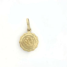 Load image into Gallery viewer, 14k yellow gold round hollow baptism bautizo pendant charm jewelry 0.47" 1.1g
