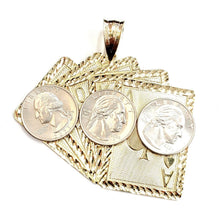Load image into Gallery viewer, New 10k yellow solid Gold playing card Pendant charm casino fine jewelry 22.6g
