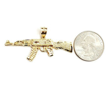 Load image into Gallery viewer, 14k yellow Gold AK-47 machine gun military rifle Pendant charm fine gift 4.3g
