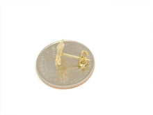 Load image into Gallery viewer, New 14k yellow Gold Hawaiian flower Earring Push Back Fastening with zirconia 2g

