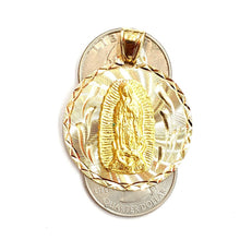 Load image into Gallery viewer, 14k yellow gold round virgin Mary Guadalupe religious pendant diamond cut 7.4g
