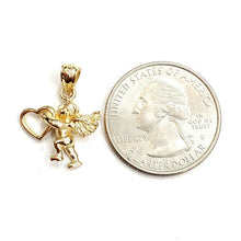 Load image into Gallery viewer, New 14k yellow Gold full body angel heart Pendant charm gift fine jewelry 1.8g
