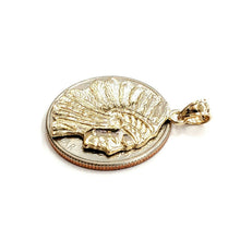 Load image into Gallery viewer, New 14k solid yellow Gold Indian Chief face head Pendant fine jewelry 3.6g
