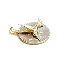 Load image into Gallery viewer, New 14k yellow Gold solid 3D Hummingbird Pendant charm gift fine jewelry 2g
