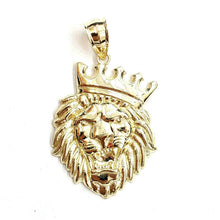 Load image into Gallery viewer, 10k yellow Gold lion head face crown Leo zodiac Pendant charm fine jewelry 7.7g
