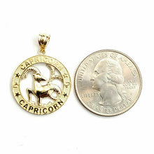 Load image into Gallery viewer, 14k yellow Gold round Capricorn Sea Goat zodiac Pendant charm fine jewelry 2.6g
