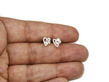Load image into Gallery viewer, New 14k white Gold 0.12Ct Round Diamonds heart stud Earrings Push Back Fastening
