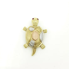 Load image into Gallery viewer, New 14k multi color gold turtle full body pendant charm gift fine jewelry 2.9g
