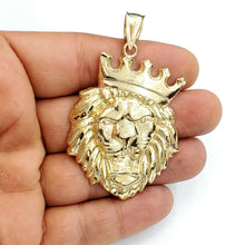 Load image into Gallery viewer, 10k yellow Gold lion head face crown Leo zodiac Pendant charm fine jewelry 12.3g
