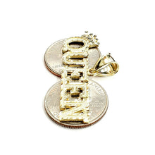 Load image into Gallery viewer, 10k yellow Gold Queen Crown Tiara Pendant charm diamond cut fine jewelry 4.4g
