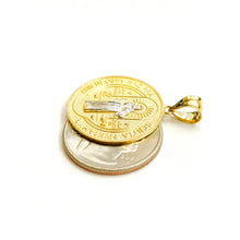 Load image into Gallery viewer, 14k gold two tone round saint Benedict San Benito pendant religious 0.96" 3.6g
