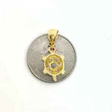 Load image into Gallery viewer, 14k yellow gold turtle full body pendant cubic zirconia fine jewelry 1.5g
