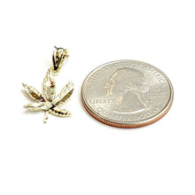 Load image into Gallery viewer, 10k yellow gold marijuana leaf weed pendant charm fine gift medical jewelry 0.9g
