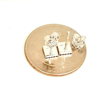 Load image into Gallery viewer, New 14k White Gold 0.11Ct Round Diamond square stud Earrings Push Back Fastening
