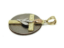 Load image into Gallery viewer, New 14k 3 color gold cross rose pendant charm fine gift religious jewelry 2g
