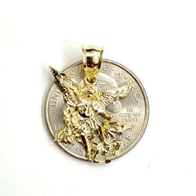 Load image into Gallery viewer, New 10k yellow gold saint Michael pendant charm fine religious gift jewelry 1.8g
