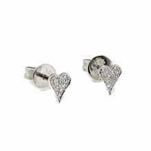 Load image into Gallery viewer, 14k white Gold 0.05Ct Round Diamonds heart stud Earrings Push Back Fastening
