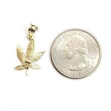 Load image into Gallery viewer, 10k yellow gold marijuana leaf weed pendant charm fine gift medical jewelry 0.9g
