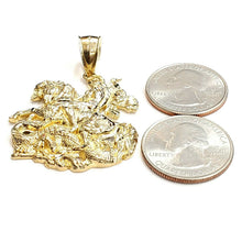 Load image into Gallery viewer, 10k yellow gold saint George pendant charm horse dragon fine gift jewelry 9.6g
