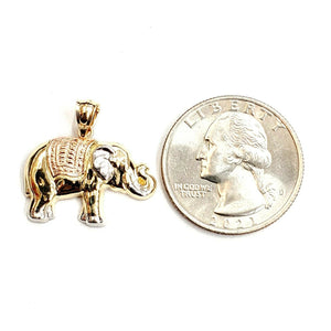 14k multi tone Gold elephant Pendant charm unisex good luck fine jewelry 2.2g