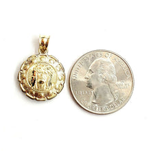 Load image into Gallery viewer, New 10k yellow gold hollow two sided Jesus &amp; virgin Guadalupe pendant 0.69" 2.3g
