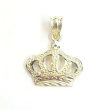 Load image into Gallery viewer, 10k yellow gold crown pendant charm fine jewelry gift necklace diamond cut 1.2g
