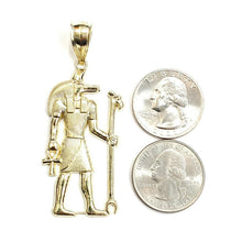 Load image into Gallery viewer, 10k yellow Gold Egypt jackal god Anubis holding Ankh Pendant fine jewelry 6.1g
