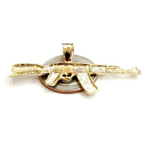 Load image into Gallery viewer, 14k yellow Gold AK-47 machine gun military rifle Pendant charm fine gift 4.3g
