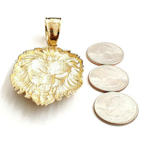 Load image into Gallery viewer, 14k yellow solid Gold big lion Leo head face Pendant charm fine jewelry 23.7g
