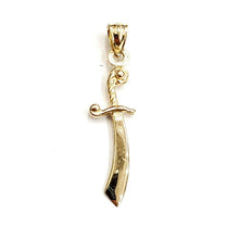 Load image into Gallery viewer, New 14k yellow Gold solid sword Machete Pendant charm gift fine jewelry 1.4g
