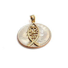 Load image into Gallery viewer, 14k yellow gold Ichthus Fish Jesus pendant charm religious fine jewelry 1.1g
