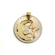 Load image into Gallery viewer, 10k yellow gold moon and star pendant charm diamond cut astronomy jewelry 0.9g
