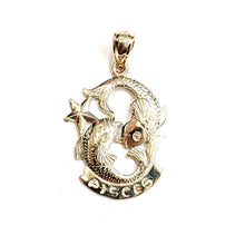 Load image into Gallery viewer, New 14k yellow Gold Pisces fish zodiac sign Pendant astrology fine jewelry 1.9g
