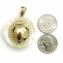 Load image into Gallery viewer, 10k yellow gold round globe planet earth world map pendant 2 sides 3D gift 11.5g
