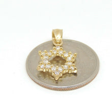 Load image into Gallery viewer, 14k yellow gold star of David Israel pendant cubic zirconia fine jewelry 1.2g
