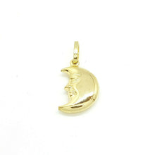Load image into Gallery viewer, 14k yellow gold 3D hollow moon pendant charm astronomy fine gift jewelry 1.1g
