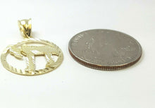 Load image into Gallery viewer, 10k yellow gold round chai Jewish kabbalah god pendant charm jewelry 0.76" 1.6g
