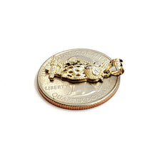 Load image into Gallery viewer, 14k yellow gold owl full body pendant charm gift fine jewelry diamond cut 1.3g
