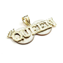 Load image into Gallery viewer, 10k yellow Gold Queen Crown Tiara Pendant charm diamond cut fine jewelry 5.9g

