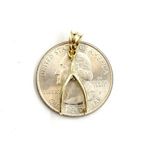 Load image into Gallery viewer, New 10k yellow Gold solid wishbone pendant lucky good luck fine gift jewelry 1g
