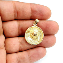 Load image into Gallery viewer, 14k yellow gold solid 3D Sombrero Mexican hat Mexico pendant charm jewelry 4.8g

