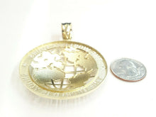 Load image into Gallery viewer, 10k yellow gold round globe planet earth world map pendant jewelry 2.26" 14.7g
