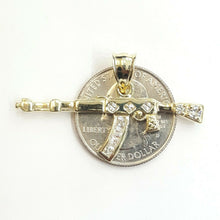 Load image into Gallery viewer, 10k yellow Gold AK-47 machine gun rifle Pendant charm fine jewelry zirconia 3.4g
