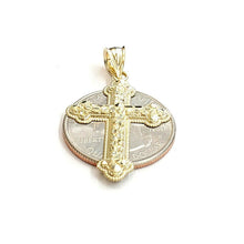 Load image into Gallery viewer, New 10k yellow gold nugget cross pendant charm fine jewelry religious gift 1.6g
