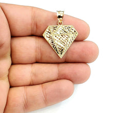 Load image into Gallery viewer, 10k yellow gold diamond shape pendant charm fine gift jewelry diamond cut 2.7g
