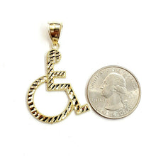 Load image into Gallery viewer, 10k yellow Gold handicap disability Pendant charm diamond cut fine jewelry 2.6g
