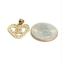 Load image into Gallery viewer, New 14k tri color Gold heart 15 años 15 years Pendant charm fine jewelry 1.9g
